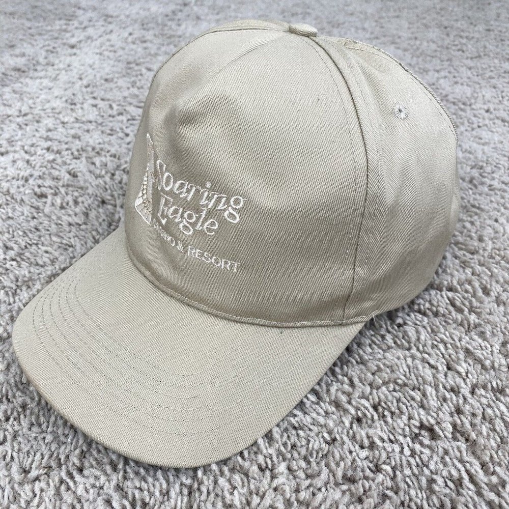 Vintage San Sun Soaring Eagle Casino &‎ Resort Hat Beige Snapback Trucker Cap - Picture 3 of 9